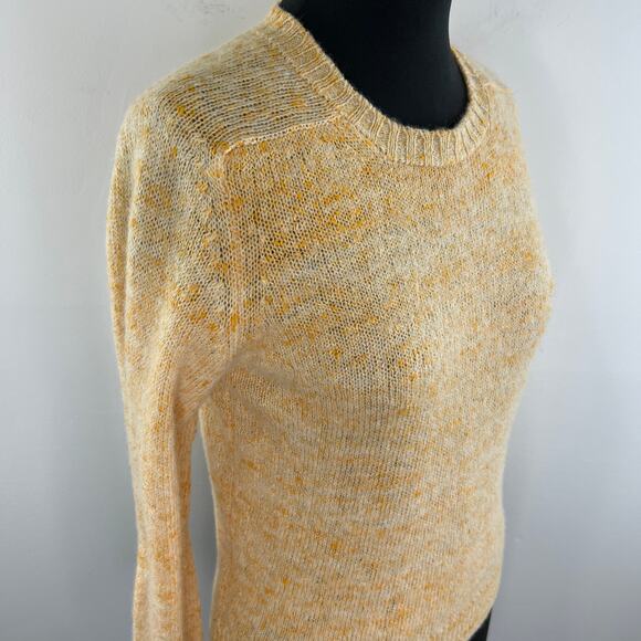 VINTAGE Alan Paine Yellow Marled Wool-Linen Crewneck Pullover Sweater 38 VTG - Picture 3 of 7
